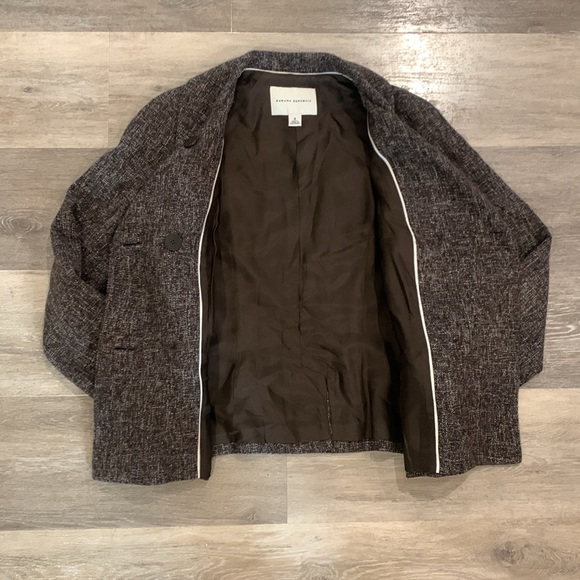 Banana Republic brown wool tweed pea coat size 6 - Picture 3 of 5